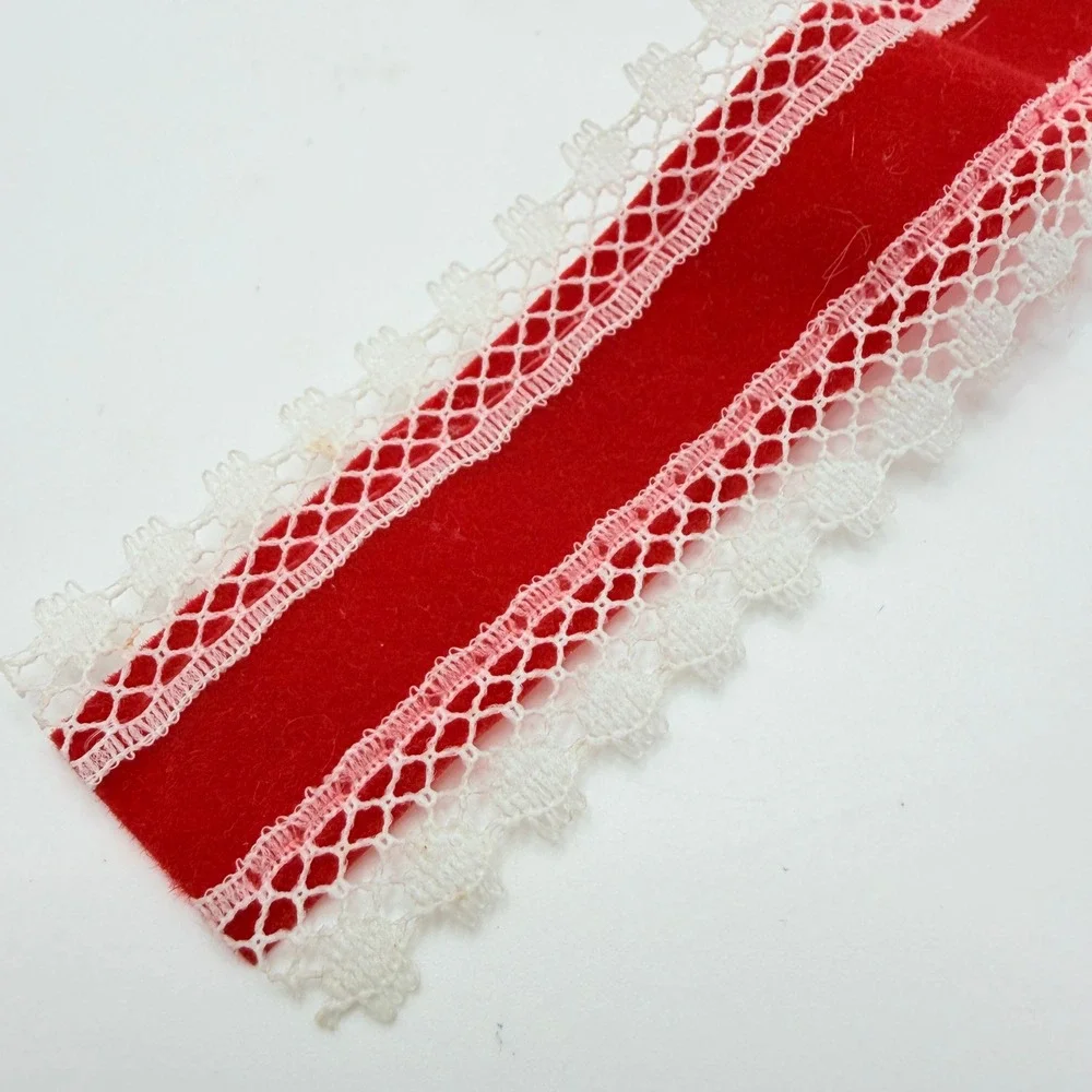 Trim-A-Tree Vintage Red Velvet Lace Trim Fabric Ribbon Christmas Decor 1.25in